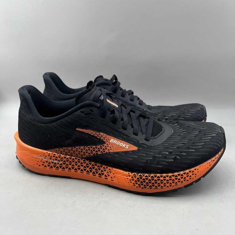 Brooks Hyperion Tempo Running Shoes Men Size 9.5 D Black Orange Comfort Sneakers